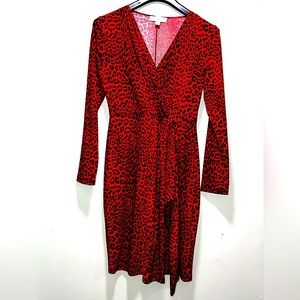 Michael Kors women’s red cheetah print slim dress size medium